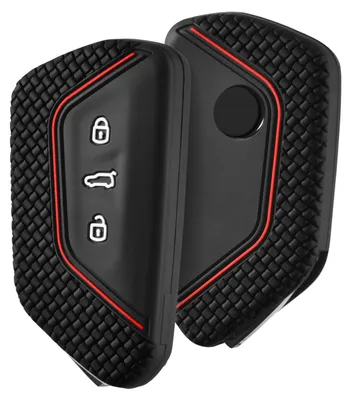 Imagen del producto de Funda de silicona para llavero de coche, compatible con llaves de VW, con detalle en rojo