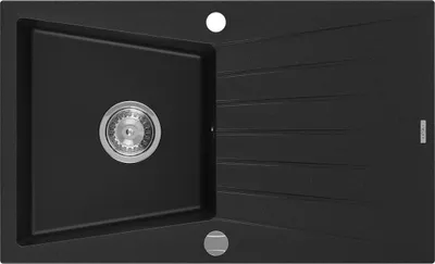 Produktbild von Mexen Cesar Granitspüle mit einem Becken und einer Abtropffläche 775 x 470 mm, Schwarz - 6514771010-77