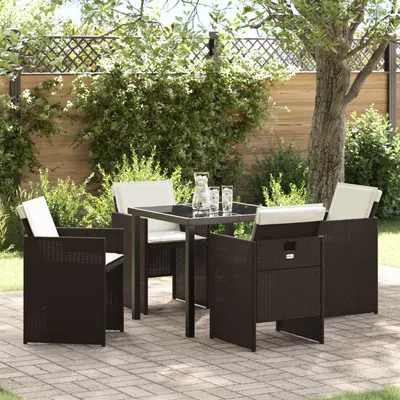 Produktbild von Desgin 5-teiliges Garten Essset mit Kissen Braun Poly Rattan - Gartenstühle 3380601