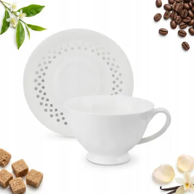 Produktbild von Sokomedica Weiße Keramiktasse mit Untertasse 260 ml
