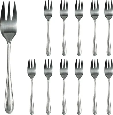 Produktbild von Kuchengabel Set 12 Stück, Dessertgabel 12er Set Classic Edelstahl Silber Olivia