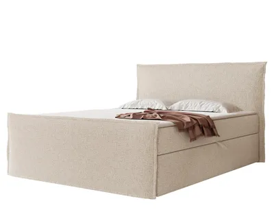 Produktbild von Boxspringbett LIZIO 180x200 Ohren-Kopfteil Bettkasten Bonellmatratze Ecru