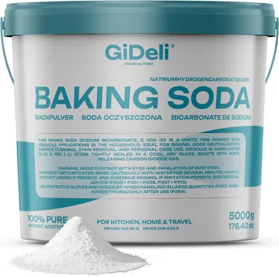 Obrázek produktu pro GiDeli jedlá soda 5kg čistý hydrogenuhličitan sodný E500ii - prášek do pečiva bez přísad | univerzální použití při pečení, čištění, neutralizaci zápachu