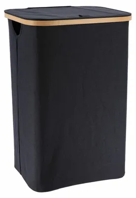 Produktbild von Tendance Waschekorb - Bambus - 70L - schwarz - 60 x 40 x 30 cm