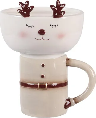 Image de Clayre & Eef Tasse Hirsch 250 ml / 250 ml Beige Keramik Hirsch