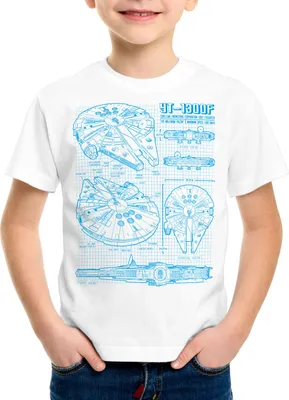 Produktbild von style3 Milennium Falcon Kinder T-Shirt blaupause falkon