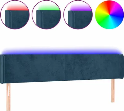 Obrázok produktu pre vidaXL LED čelo postele tmavomodré 183x16x78/88 cm Velvet