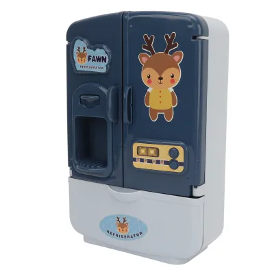 Imagen del producto de Refrigerador para casa de muñecas, Refrigerador de juguete para casa de muñecas, Refrigerador en miniatura para casa de muñecas, Refrigerador para casa de muñecas que estimula la imaginación, Refrigerador para casa de muñecas con dos puertas, Refrigerador para casa de muñecas de color azul