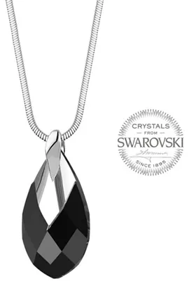 Image de Collier femme avec cristal noir Pear Metcap