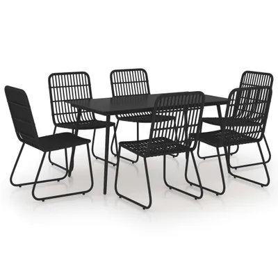 Immagine prodotto di set da pranzo da giardino 7 pezzi in polirattan e vetro