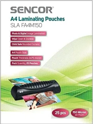 Image de Feuille de plastification Sencor SLA FA4M150 A4 150 microns, lot de 25