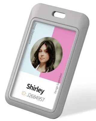 Image de Porte-cartes coulissant, gris, étui vertical en plastique rigide avec fenêtre transparente, housse de protection bleu foncé pour le bureau, l'école, les cartes d'identité, les cartes de crédit, les cartes d'accès, les permis de conduire et les passeports, 1 pièce