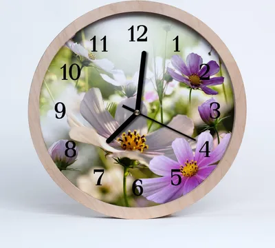Produktbild von Holzuhr 30fi cm wanduhr - Cosmos Blumen Blumen