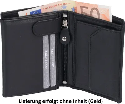 Produktbild von Kombibörse mit viele Scheckfächer, schwarz, Leder Herrenbörse