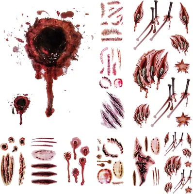 Zdjęcie produktu dla INF Tatuaże z ranami / fałszywe tatuaże Halloween 11 arkuszy