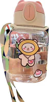 Produktbild von Baby-Schnabeltasse, Schultergurt, Wasserflasche, Kleinkind, weicher Silikon-Auslauf, Cartoon-Strohhalm, Typ 1