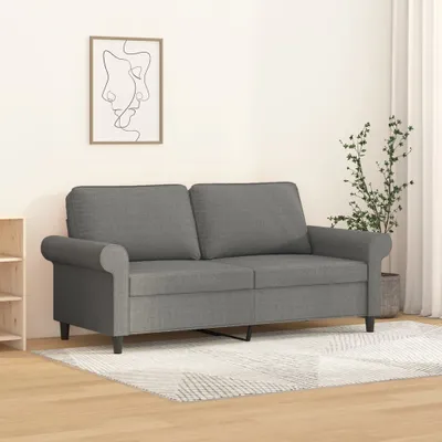 Image de Canapé exclusif, modèle 2 places, couleur gris foncé, 140 cm, revêtement en tissu