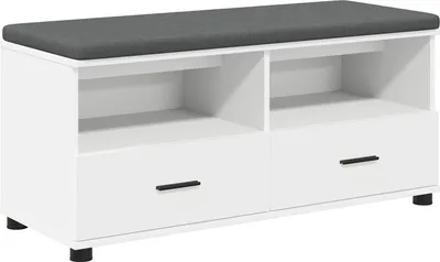 Produktbild von vidaXL Flurbank mit Kissen mit Schubladen Weiß 100 x 38 x 46 cm