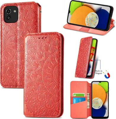 Produktbild von König Design Hülle kompatibel mit Samsung Galaxy A03 Kunstleder Handyhülle - Handy Case Rot