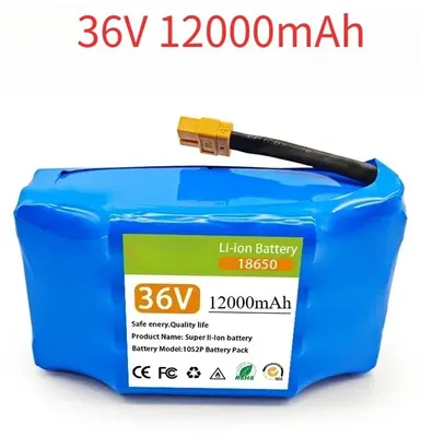 Immagine prodotto di Batteria agli ioni di litio da 36V - Pacco batterie 18650 - Capacità di 12000 mAh - Adatta per monopattini e monocicli auto-bilanciati - Solo batteria