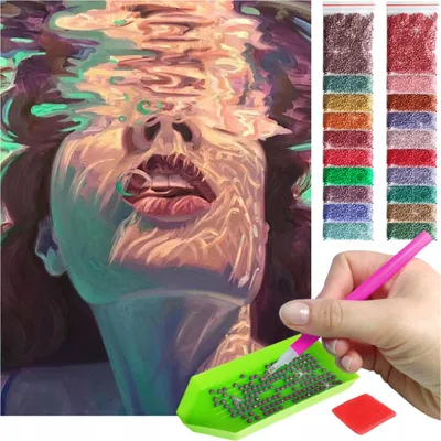 Zdjęcie produktu dla Haft diamentowy ARTULIO - Abstrakcyjny portret twarzy w pastelowych barwach - 40 x 30 cm - Diamond painting, Kompletny zestaw: mozaika + akcesoria
