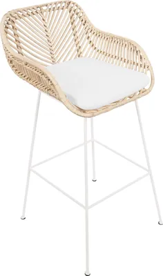Produktbild von Barhocker Bali - 51x47x92,5cm - mit Sitzkissen - Rattan/Weiß