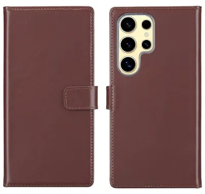 Immagine prodotto di Selencia Custodia a libro in vera pelle Samsung Galaxy S25 Ultra - Marrone scuro