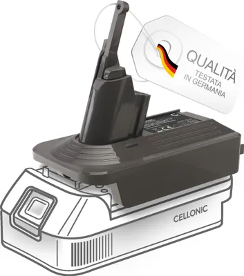 Immagine prodotto di CELLONIC Con adattatore per batteria agli ioni di litio DeWalt 18V / 20V o Milwaukee 18V per Dyson V7 e V8 (18V)