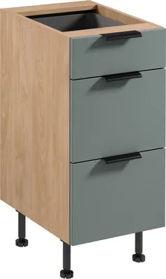 Produktbild von küchenunterschrank 40 cm mit Schubladen ohne Arbeitsplatte,  Sorento D40S3 Grün/Sonoma Eiche