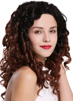 Produktbild von WIG ME UP Perücke Lace-Front Monofilament lang voluminös Locken Ombre Balayage Schwarz Mahagoni Braun ZM-1622