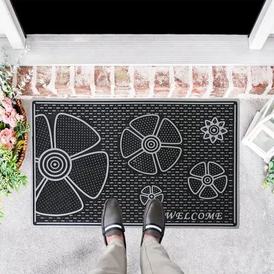 Produktbild von Eingangstürmatte Fussmatte Außen Gummimatte Schmutzfänger für Haustür, Fußabtreter, Terrasse, Balkon, Farbe:2730Grey, Maße:45x70 cm