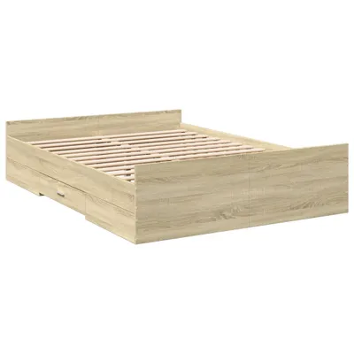 Productafbeelding van Bedframe met lades bewerkt hout sonoma eikenkleurig 135x190 cm