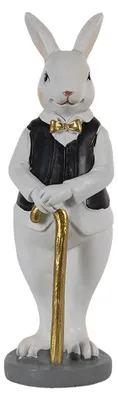 Produktbild von Clayre & Eef Figur Kaninchen 5x5x15 cm Schwarz Weiß Polyresin