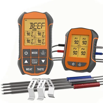 Produktbild von Kabelloses 4-Sonden Küchen-Thermometer – Präzises digitales Thermometer, LCD-Display, Timer, Alarm, Backofen- und Fleischthermometer