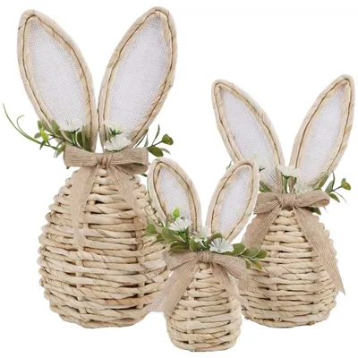 Productafbeelding van Elzusha - Set van 3 Rieten Paashazen voor Decoratie