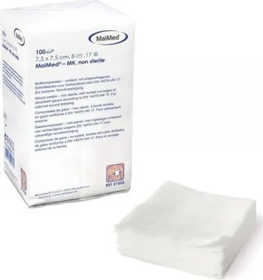 Obrázok produktu pre MaiMed-MK-unsterilné 8-násobné gázové kompresy 10x20, 100 ks/papierové vrecko | balenie (100 ks)