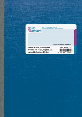 Produktbild von Kladde A5 liniert 96 Blatt Register A-Z Spezialpappe blau Packung mit 5 Stück