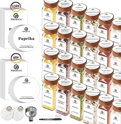 Image de Lot de 24 bocaux à épices carrés de 120 ml