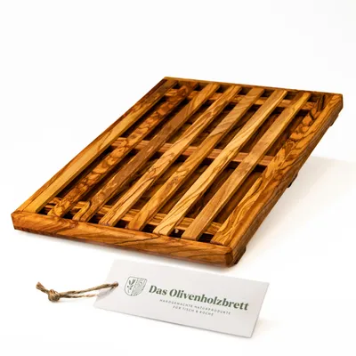 Produktbild von Brotschneidebrett mit Krümelrost, flach 31 x 25 cm