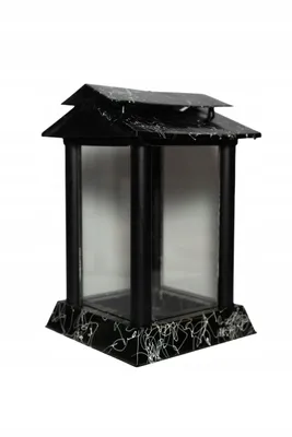 Zdjęcie produktu dla Czarna lampa nagrobna, lampa do grobu, oświetlenie nagrobne wykonane z żywicy syntetycznej, nowoczesny design z białymi akcentami