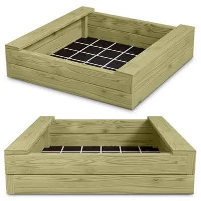 Produktbild von Sandkasten XXL Bär Bohlen aus Kiefernholz 60 mm imprägniert Sandkiste Buddelkiste Sandbox : 120 x 120 cm Größe: 120 x 120 cm