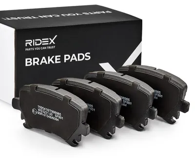 Produktbild von RIDEX 402B0010 Bremsbeläge Satz Hinten für VW Golf VII Schrägheck (5G1, BQ1, BE1, BE2) GOLF VI (5K1) Golf V Schrägheck (1K1) Polo Schrägheck für AUDI