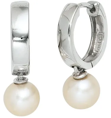 Produktbild von Creolen Creole Ohrringe Süßwasser Perlen weiß 925 Silber Ohrschmuck