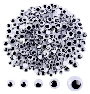 Produktbild von Schwarze Kulleraugen in 6 mm bis 12 mm, selbstklebend, 500 Stück