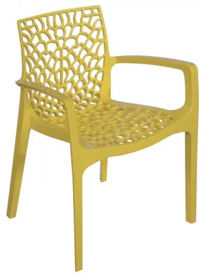 Produktbild von Grand Soleil Gruvyer Arm Polypropylen Stühle mit Armlehnen Garten Bar - Gelb