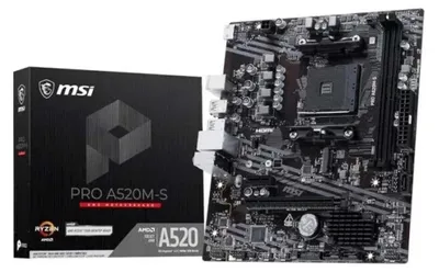 Zdjęcie produktu dla MSI A520M-S: płyta główna, format mATX, chipset A520, socket AM4 (dla procesorów AMD Ryzen), pamięć DDR4