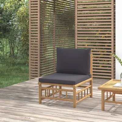 Produktbild von "im Angebot" Garten-Mittelsofa mit Dunkelgrauen Kissen Bambus - Stapelsessel CC16671