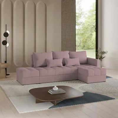 Produktbild von Masseno Ecksofa LUMARI R-S mit Schlaffunktion L-Form, Sofa mit Bettkasten, Wohnzimmersofa, Couch, Soffa, Bettsofa, Couchgarnitur- Rosa, KRONOS 27
