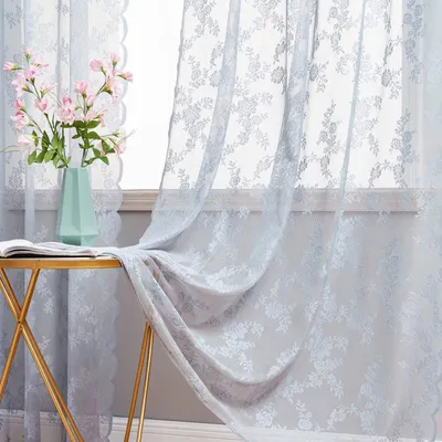 Obrázok produktu pre Transparentné závesy s kvetinovým vzorom, 2 kusy, rozmer 150 x 245 cm
