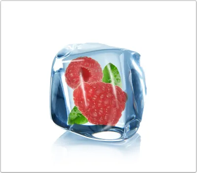 Produktbild von Spritzschutz Herdabdeckplatte Schneidebrett aus Glas Himbeeren im Eiswürfel 1-Teilig (60x52cm)